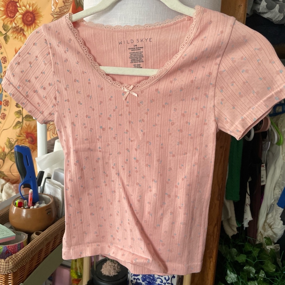 Wild Skye Pink Short Sleeve Top